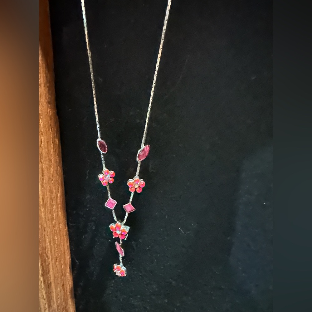 Hot pink flower necklace